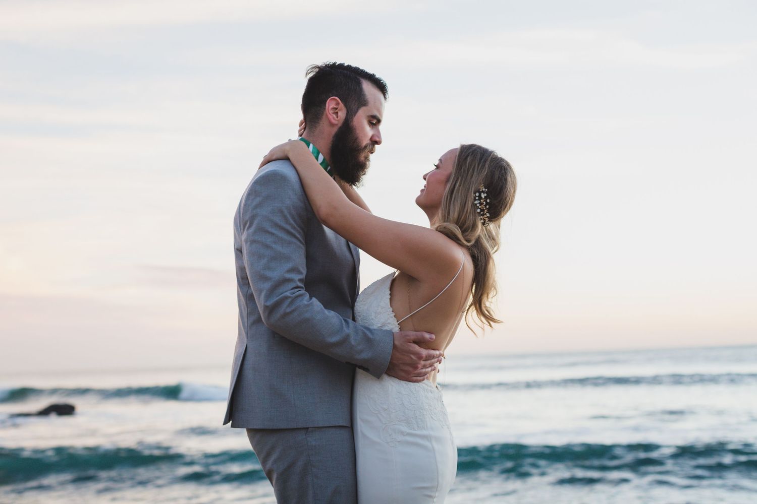 Golden Hour bride and groom wedding on the beach in Tamarindo Costa Rica