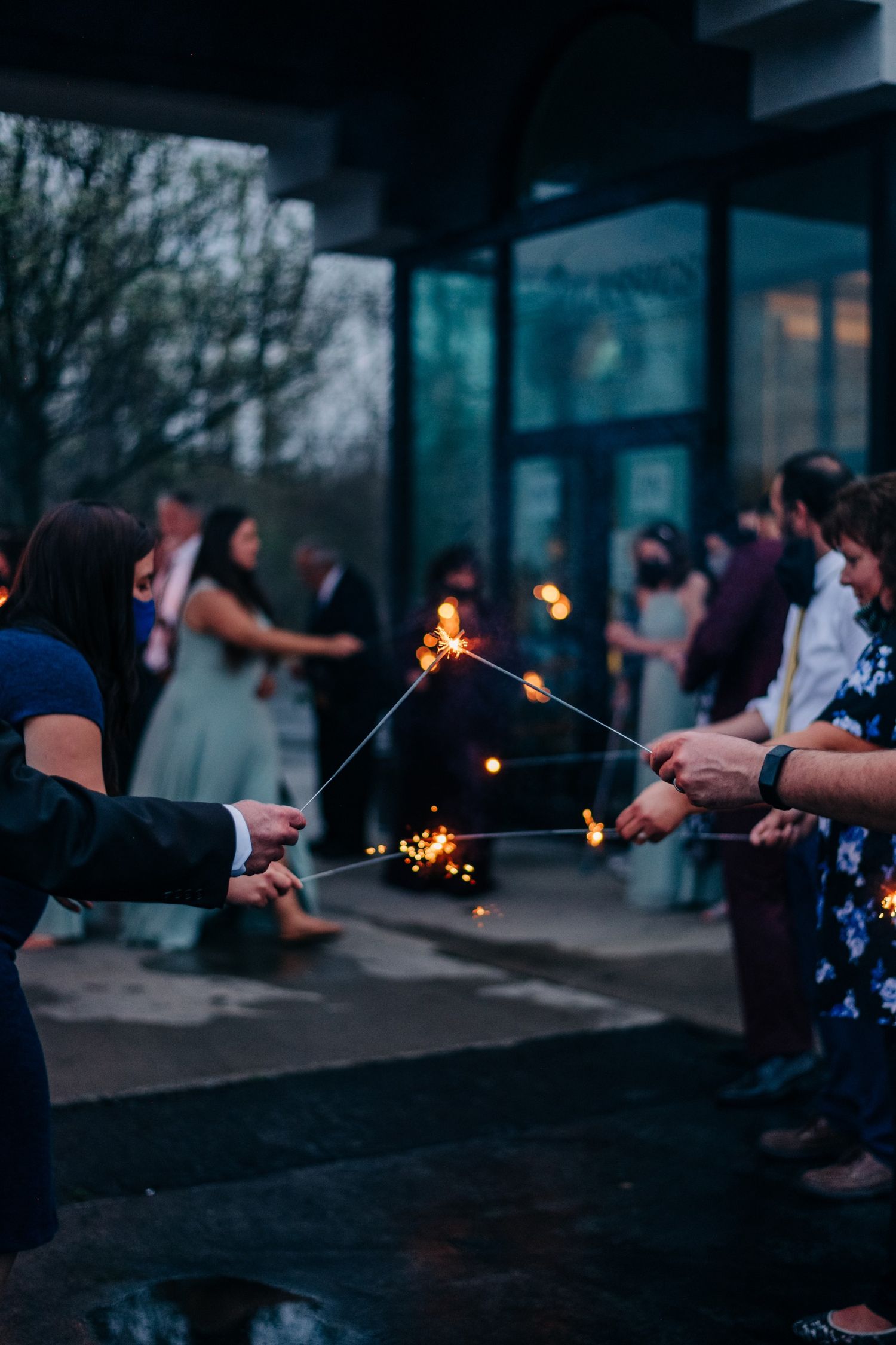 sparkler exit from wedding reception