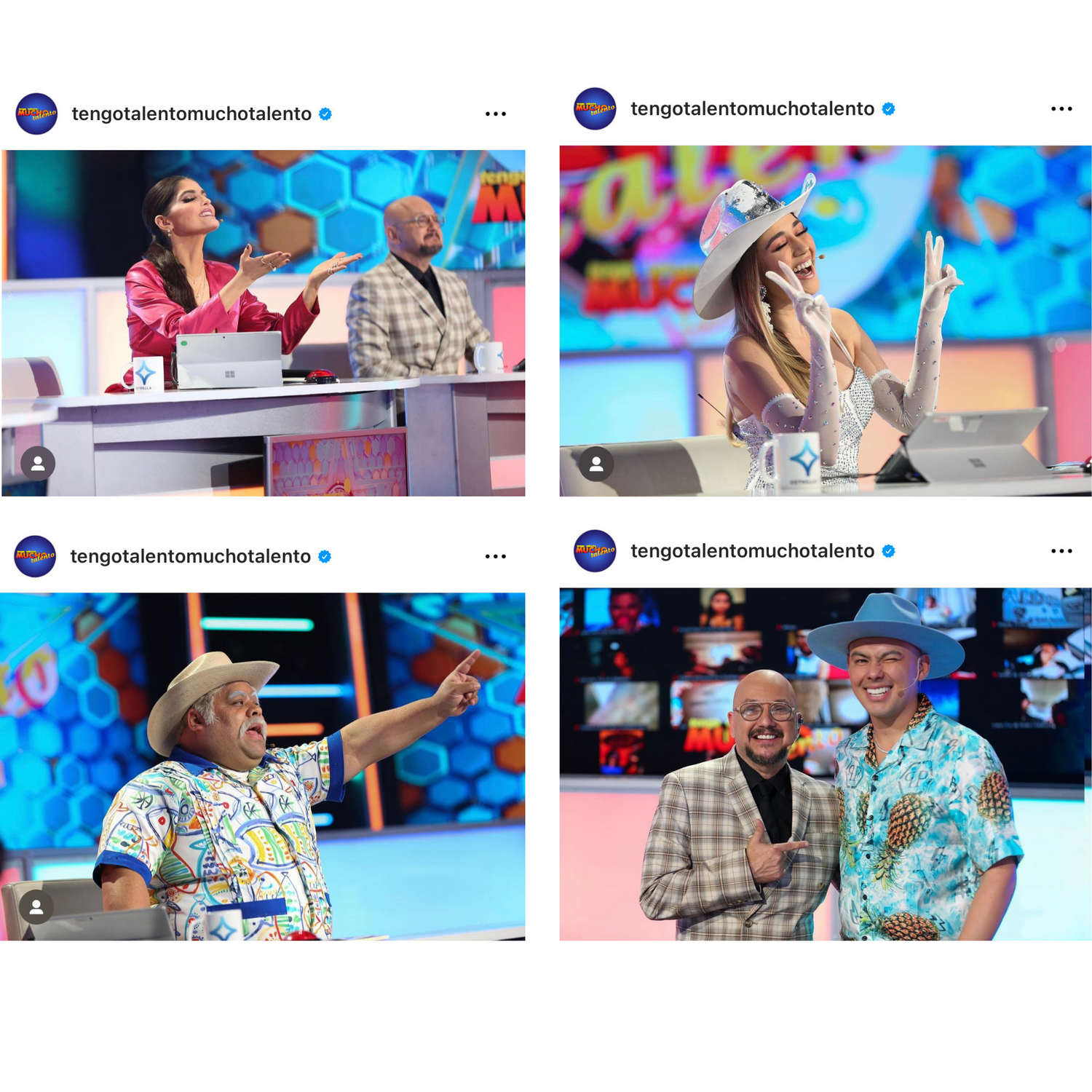 Collage of bright entertainment show moments with colorful studio lighting and reactions.