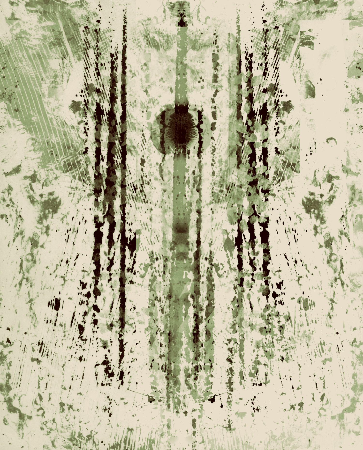 Abstract green and brown textured pattern with vertical streaks and distressed effects.