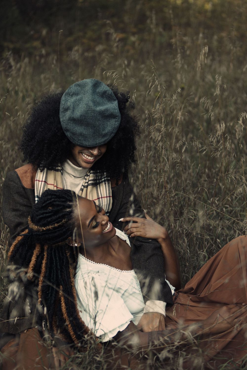 Cottagecore engagement bipoc couple Michigan