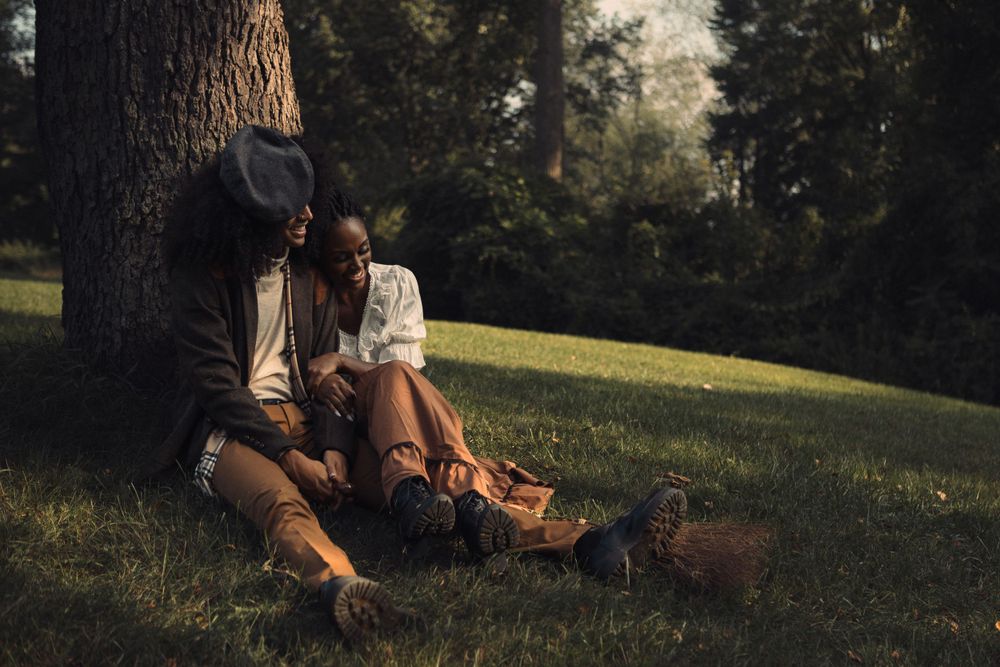 Cottagecore engagement bipoc couple Washington Twp Michigan