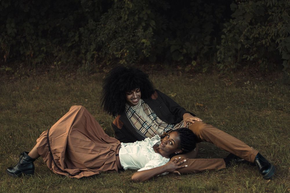 Cottagecore elopement engagement bipoc couple