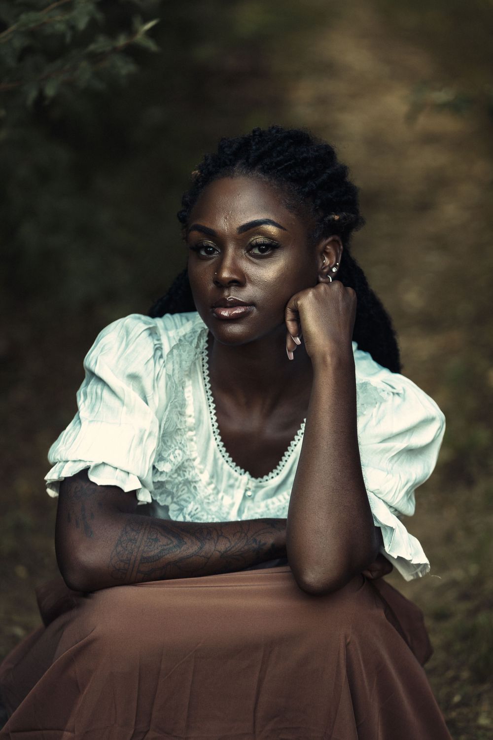 Beautiful cottagecore black woman portrait Michigan