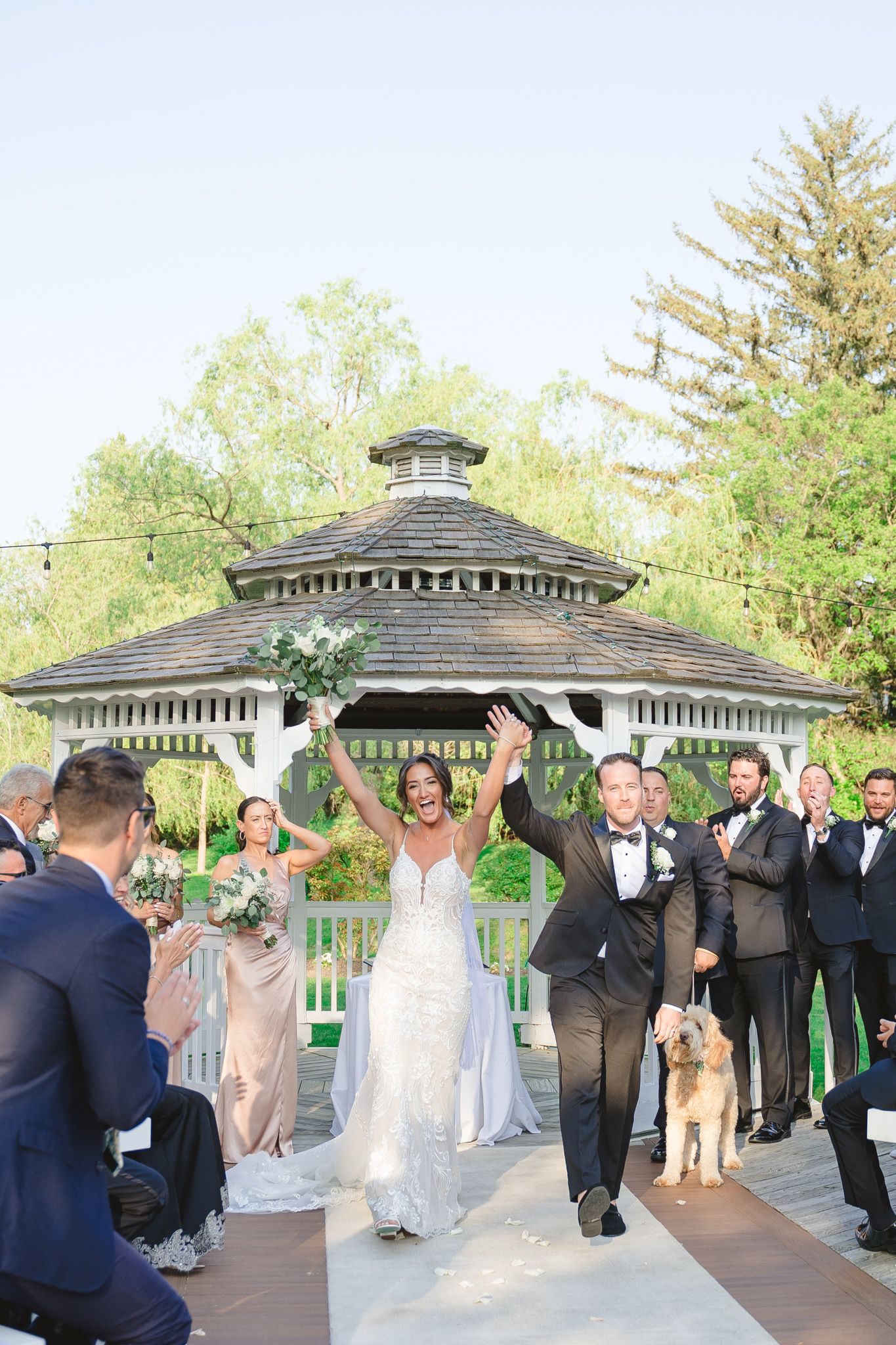 Ceremony under the gazebo at Flowerfield Celebrations.