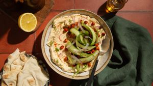 Top down hummus photography