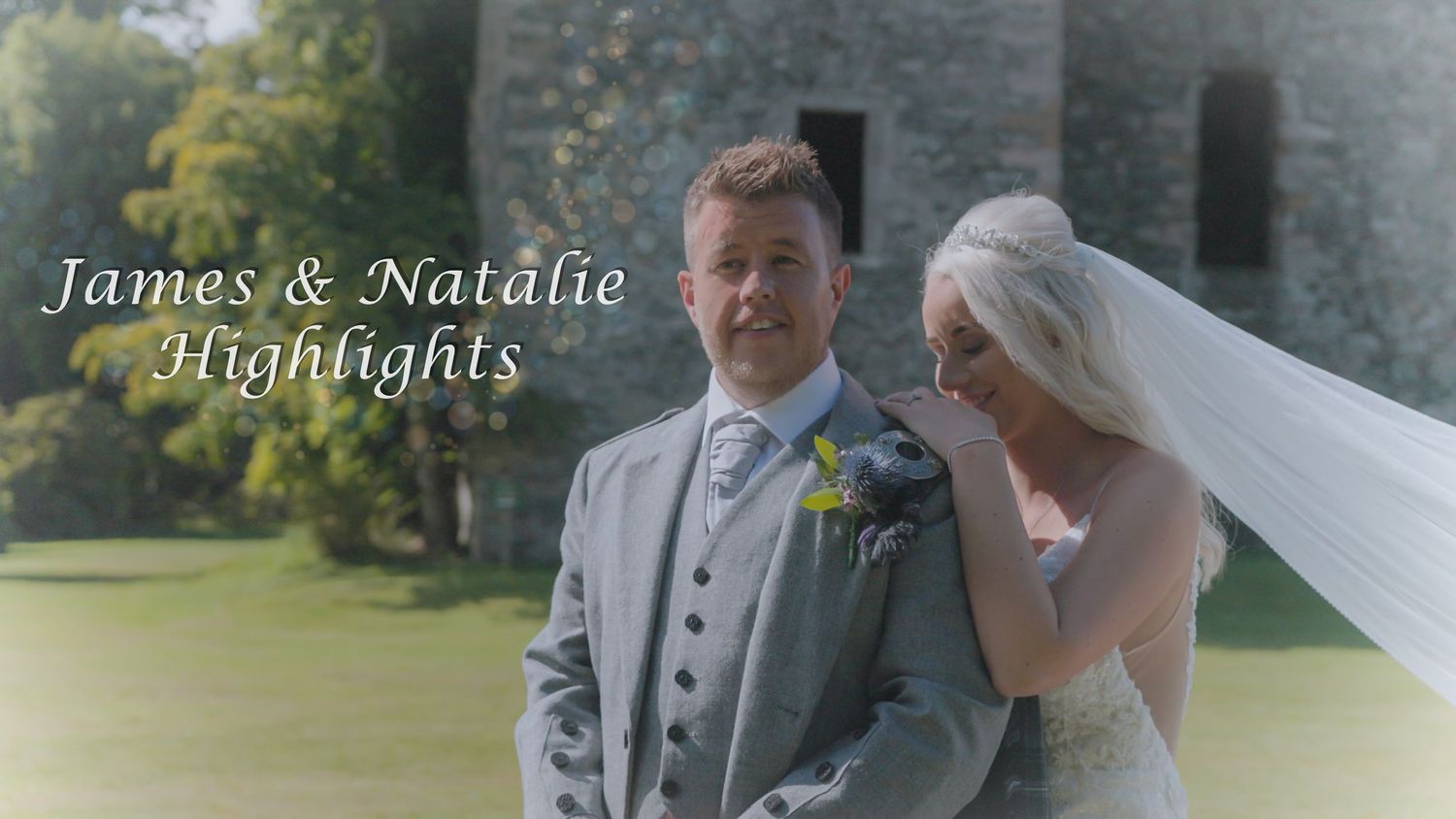 Bride and Groom hugging at Castle Kennedy Gardens