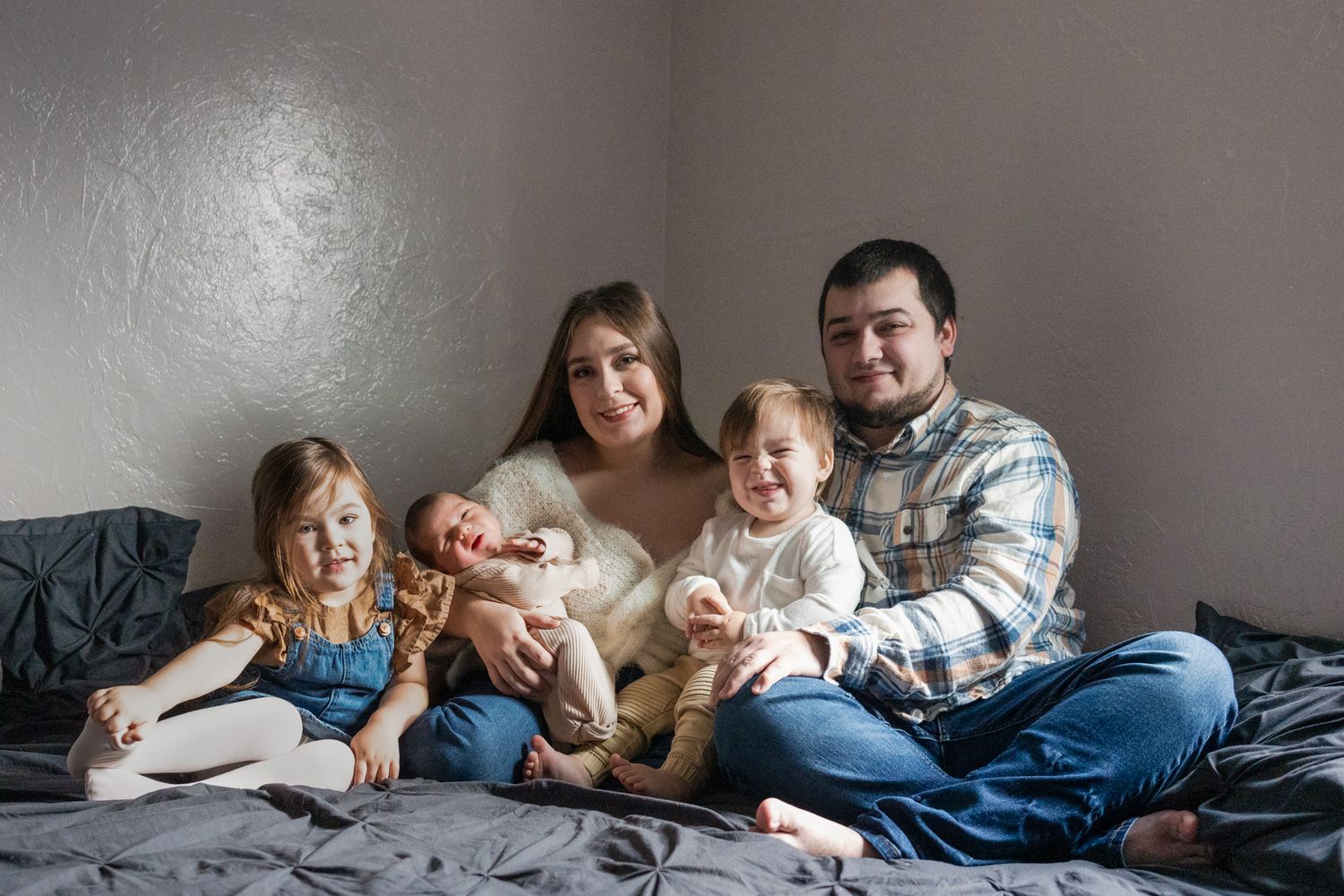 family portrait from a newborn session with a family of 5