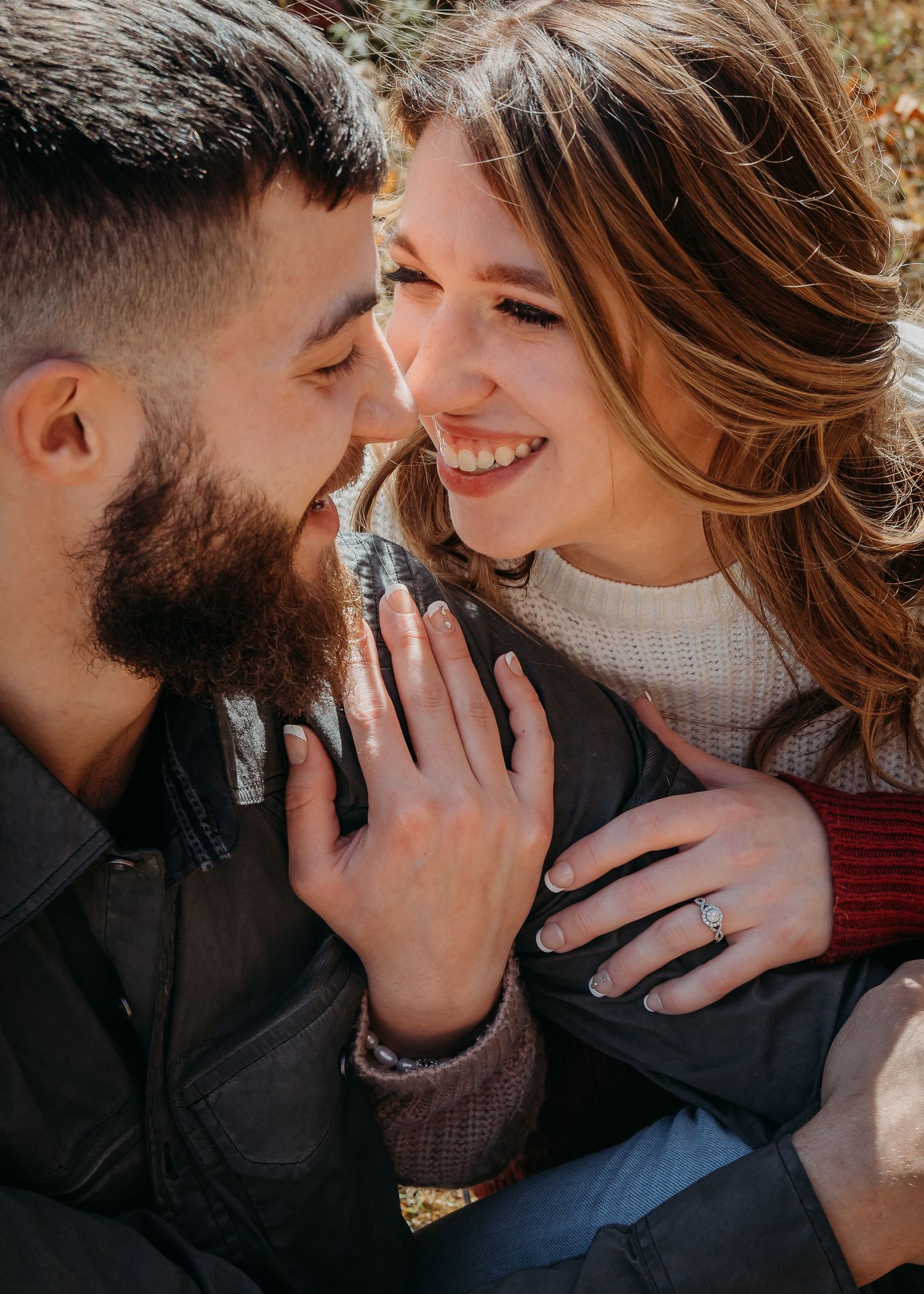 nose kisses between fiancés