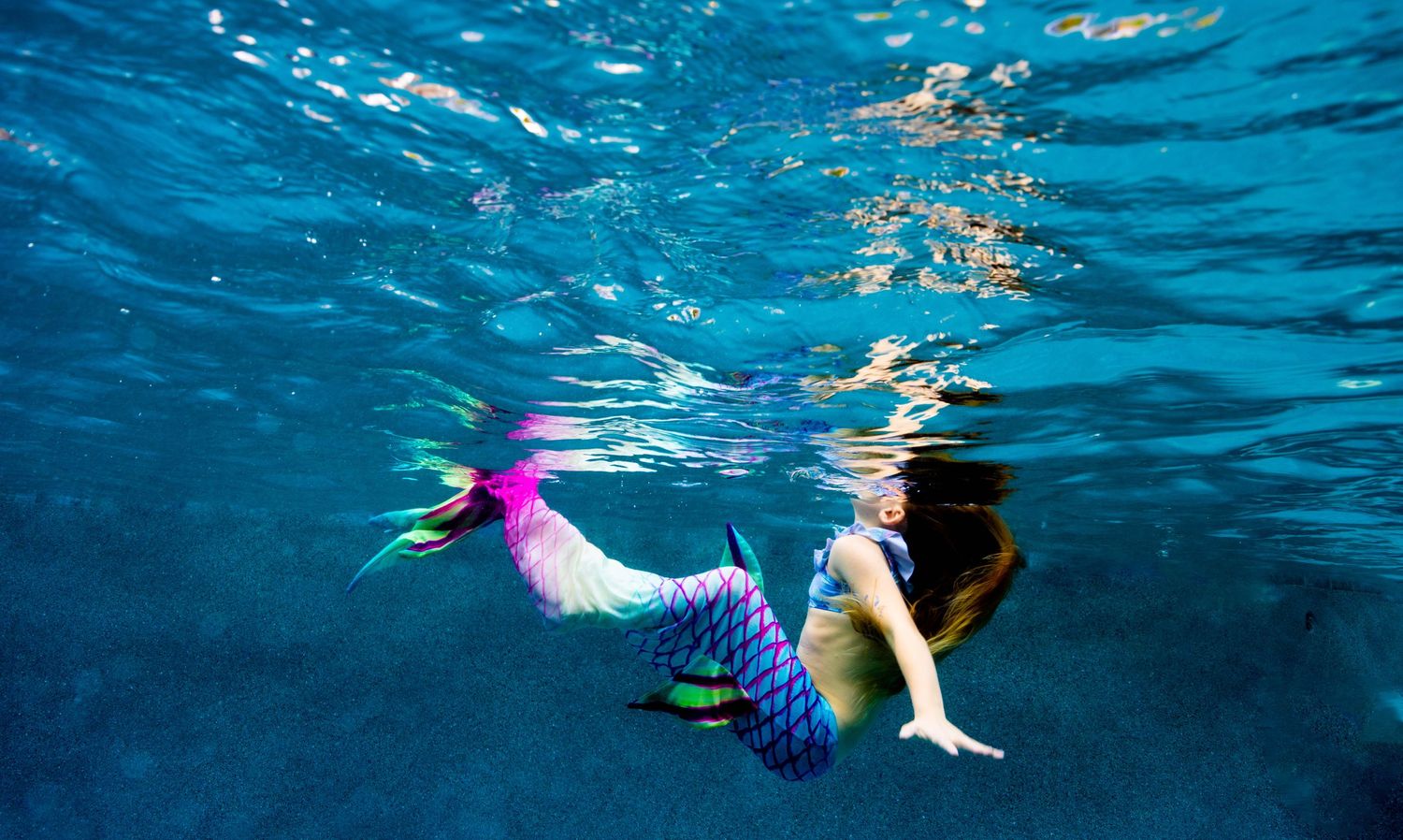 Kids mermaid underwater photo