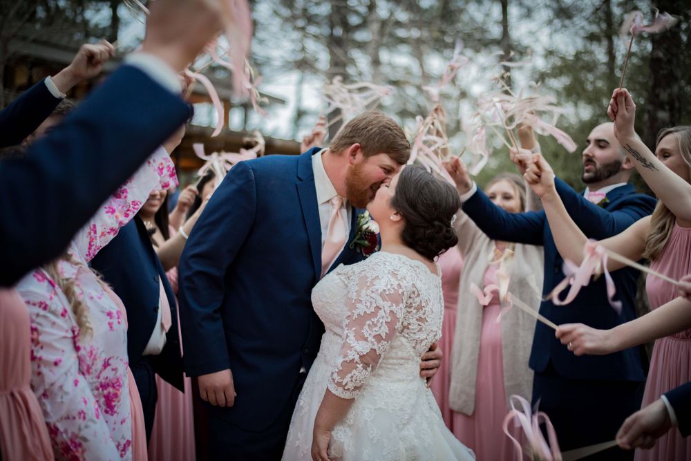 Wedding, Louisiana Wedding, Southern Wedding, Bride, Groom, Wedding Exit, Streamers, Bridal Party, Husband and Wife