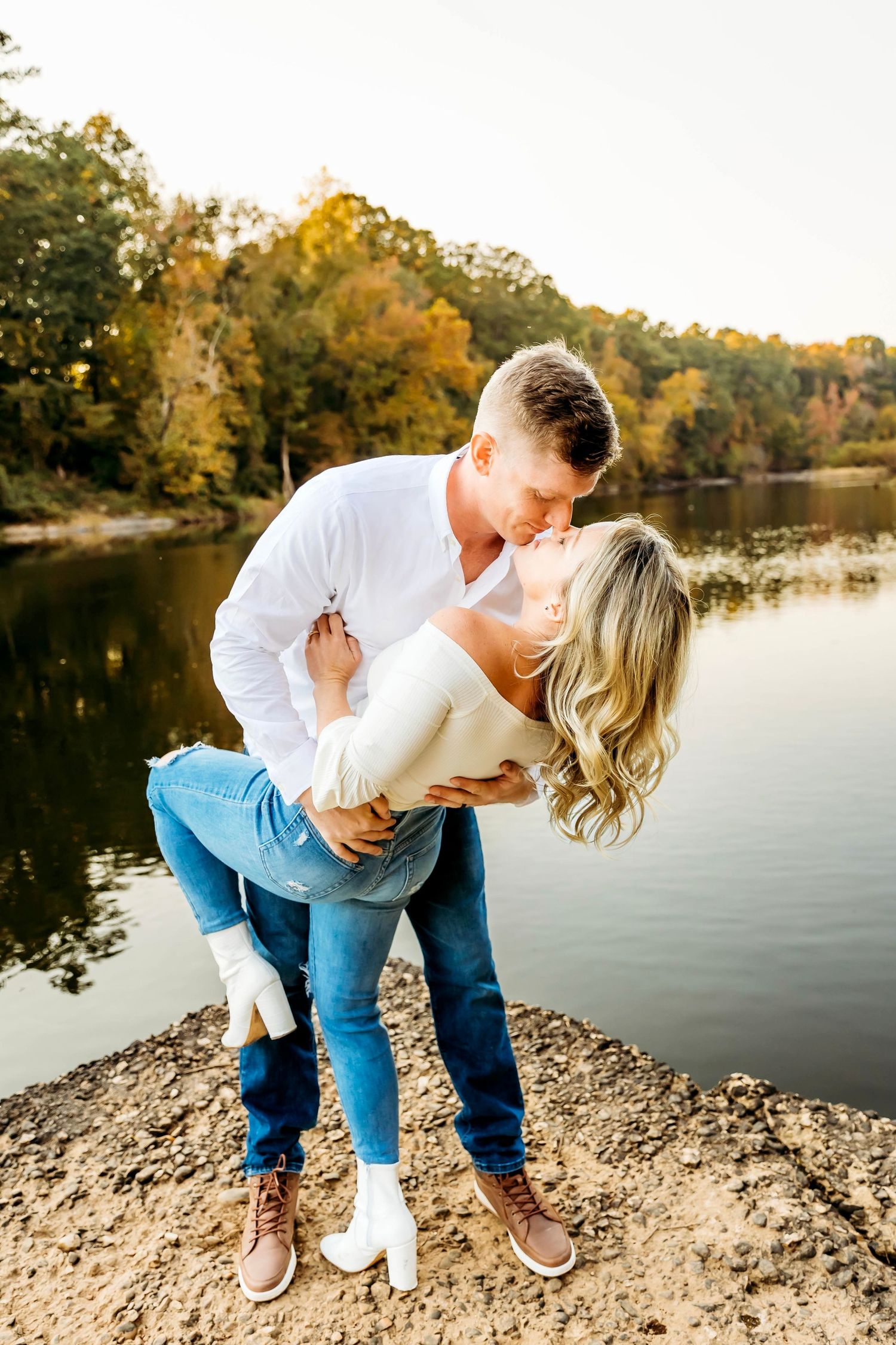 Beautiful couple beside a lake in Hamden, CT