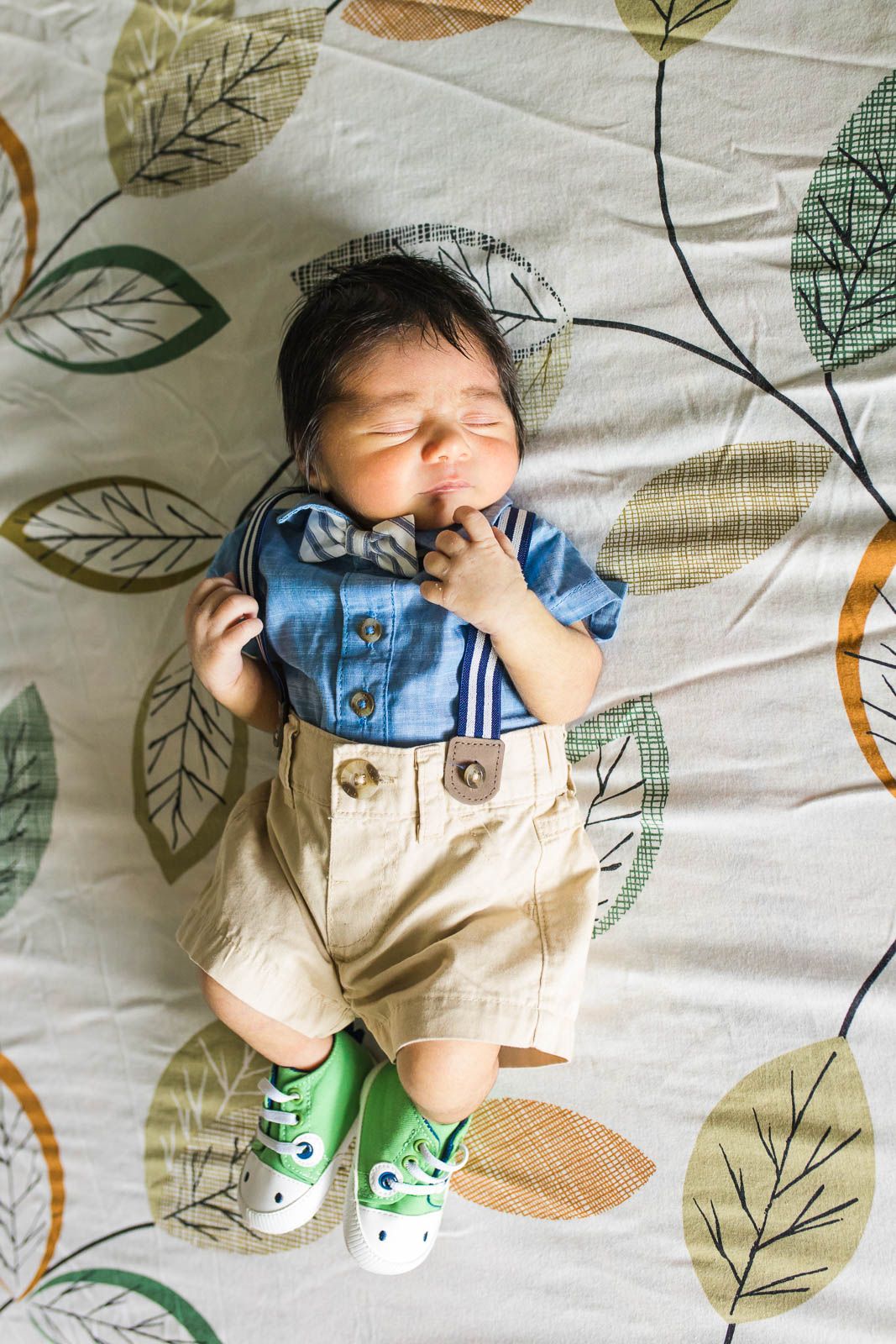 Baby sleeping on the bed