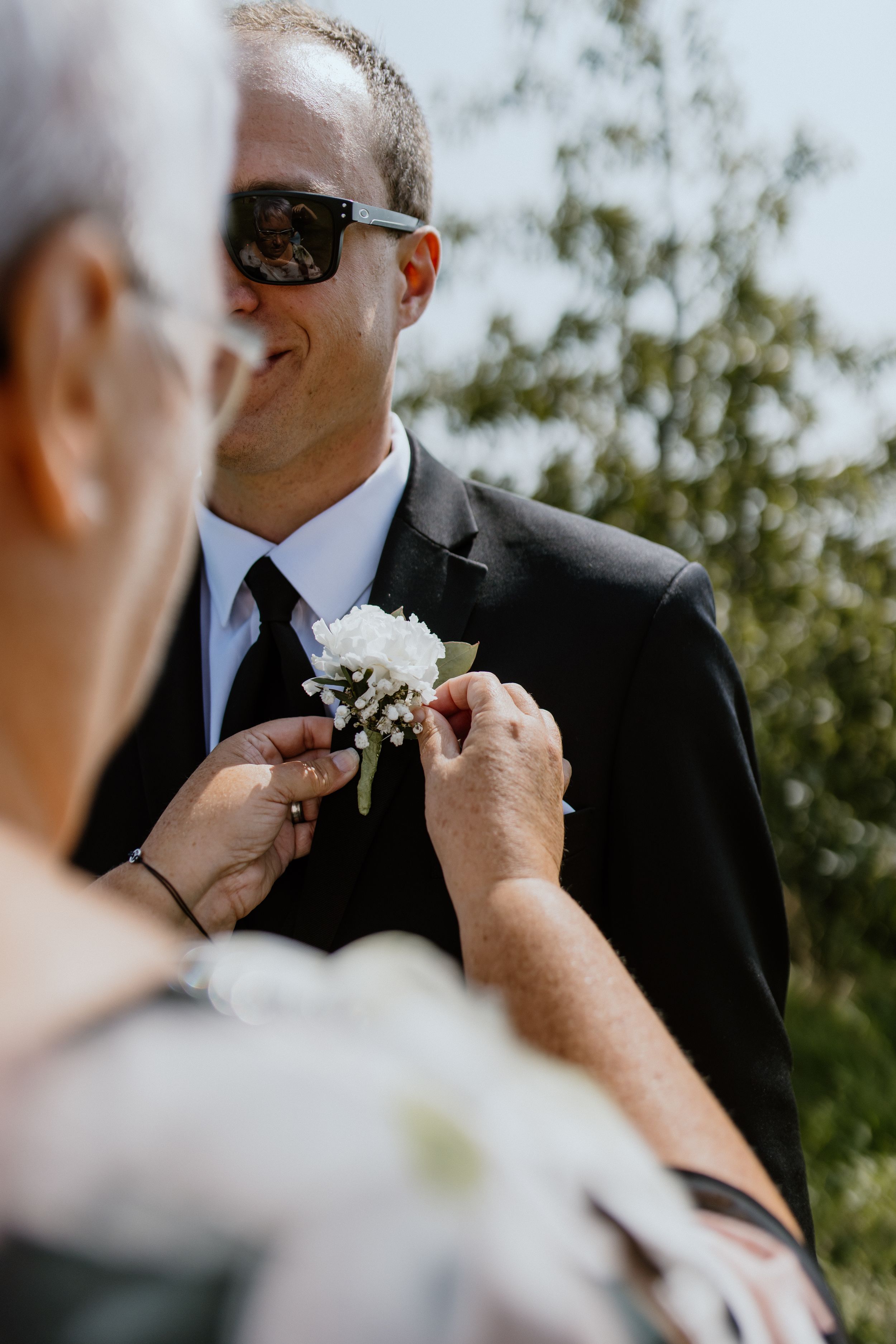 Groom and groomsmen getting ready September wedding in Blomidon, Annapolis Valley, Nova Scotia Canada