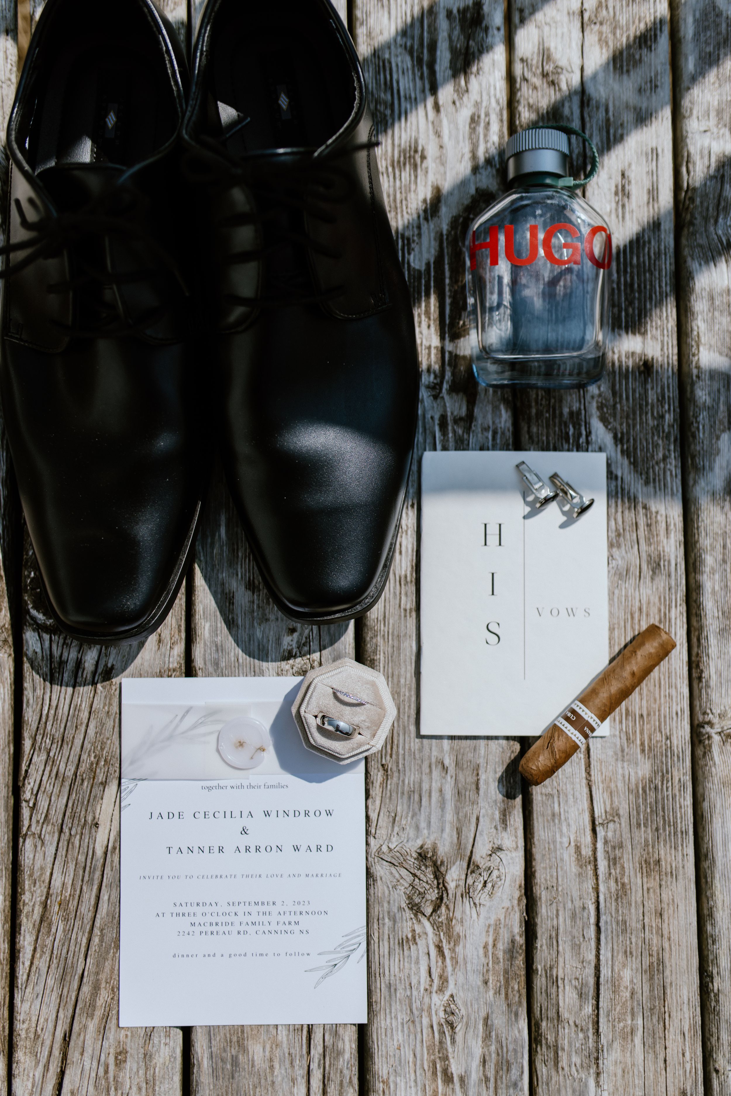 Groom details for September wedding in Blomidon, Annapolis Valley, Nova Scotia Canada