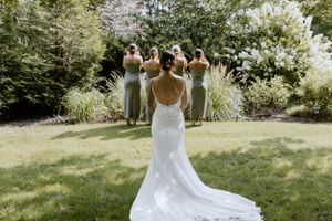 Bridal party first look of the bride, Canning Nova Scotia, Canada