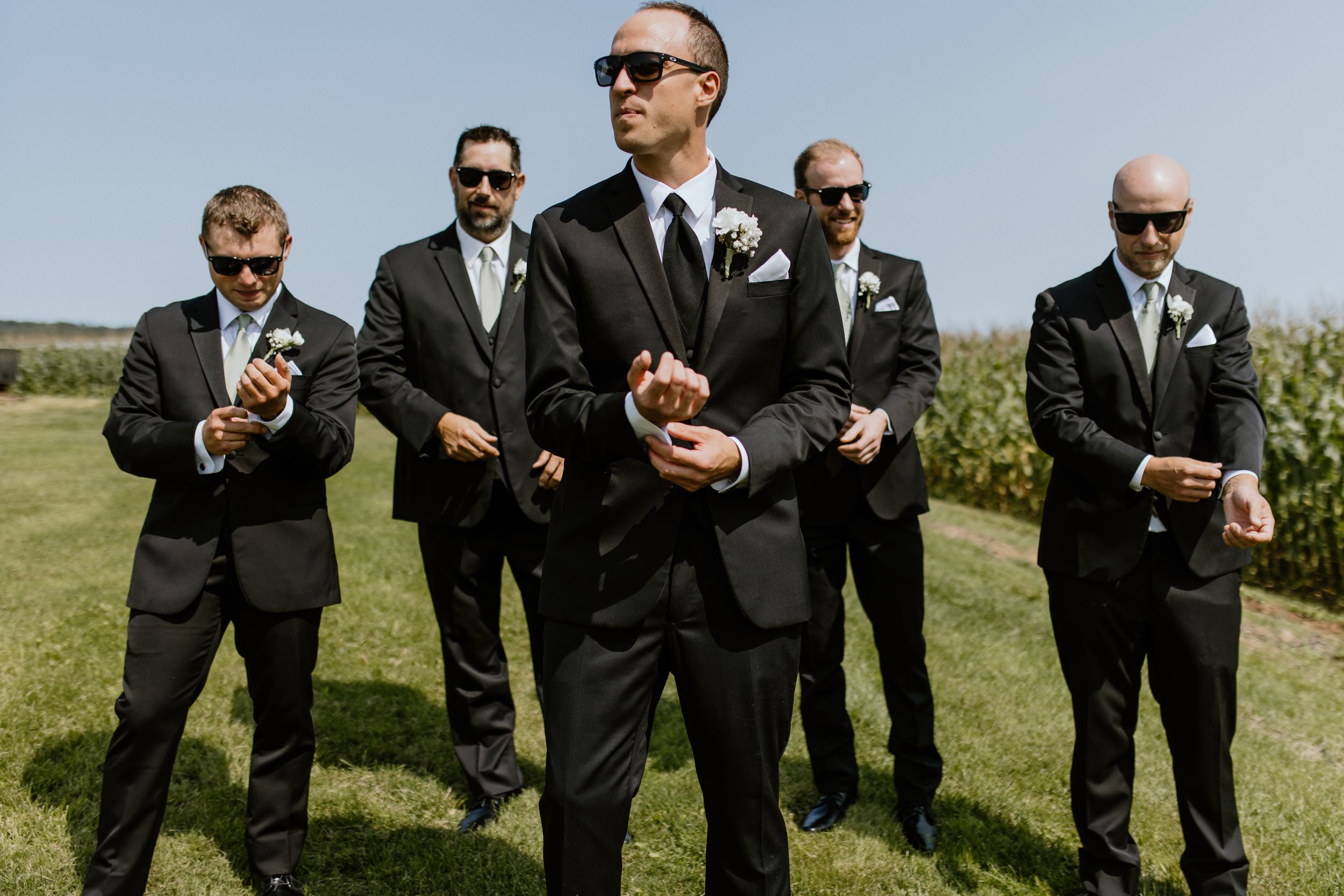 Groom and groomsmen getting ready September wedding in Blomidon, Annapolis Valley, Nova Scotia Canada