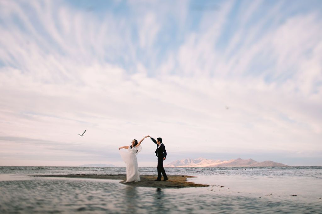 Couple dancing in the Salt Lake.