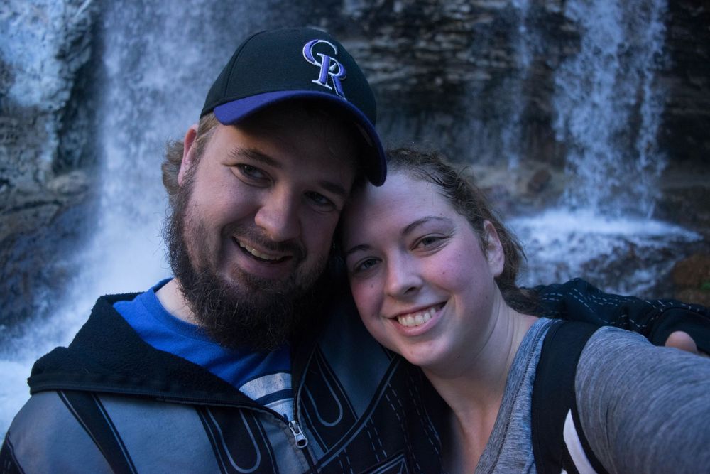 Scenic waterfall viewpoint captured during a hiking adventure.