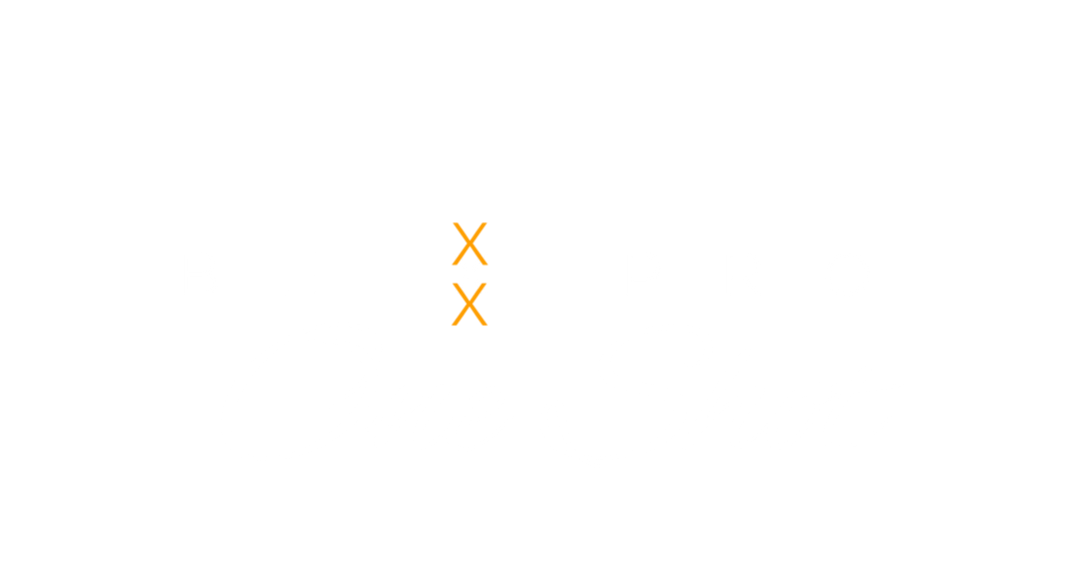 Minimalist white image with two small orange X marks centered slightly right on white background.