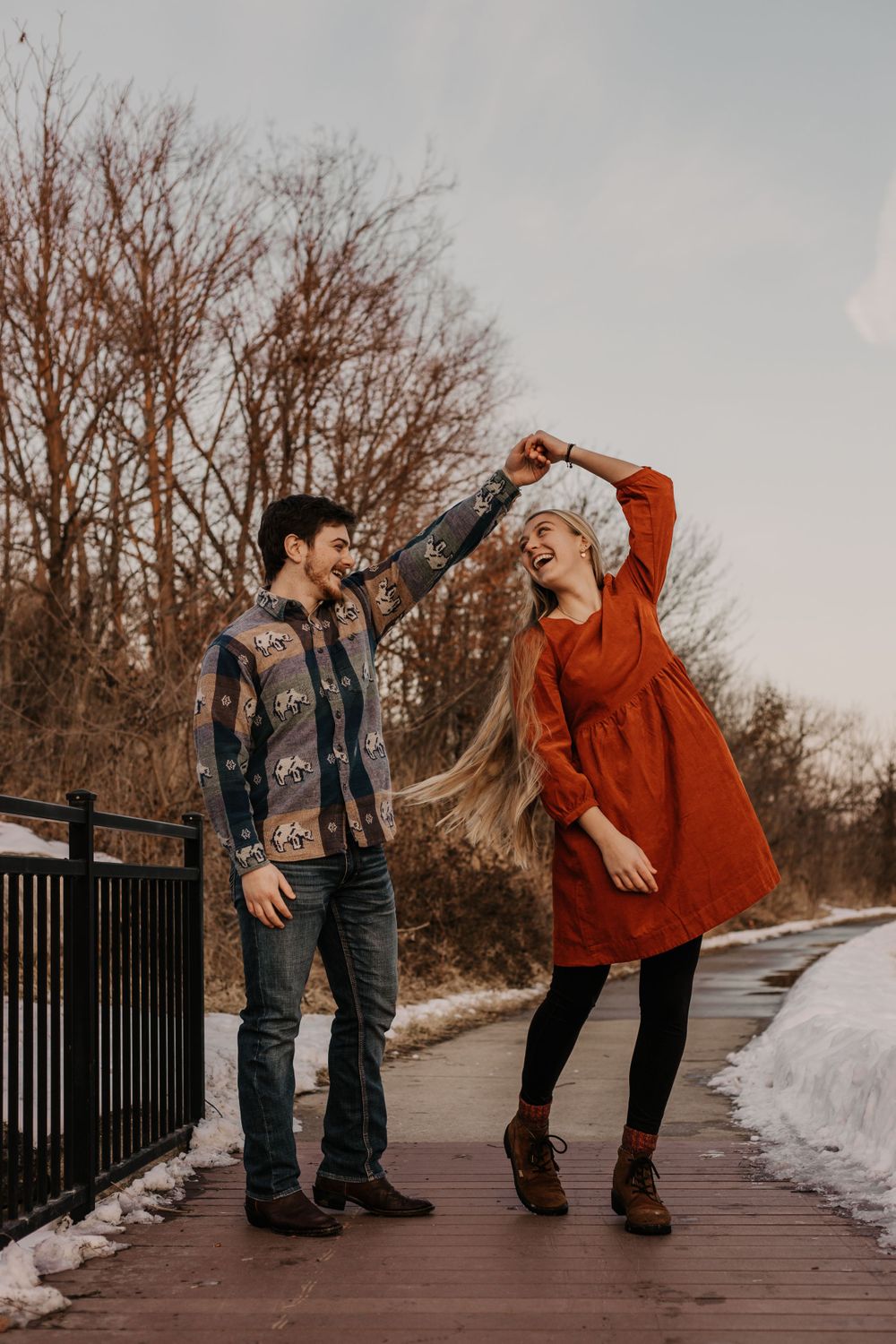 Couple twirling