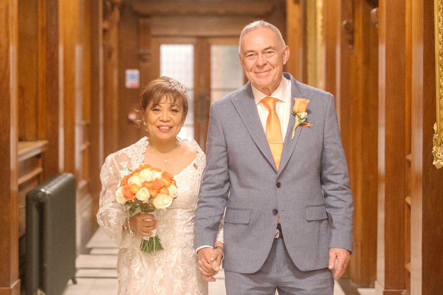 Newlyweds at Old Marylebone Town Hall.