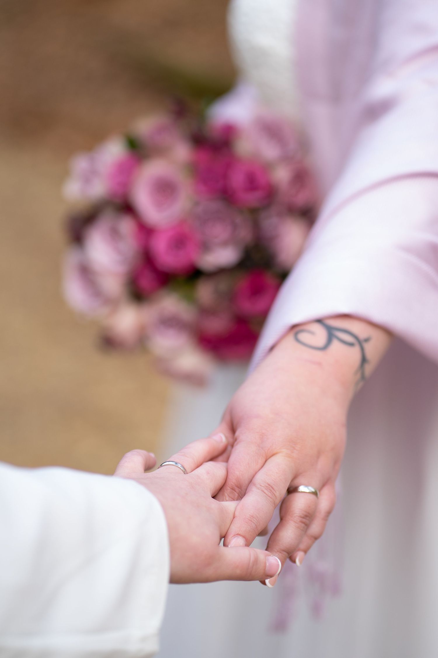new forest lesbian wedding pink roses RAW