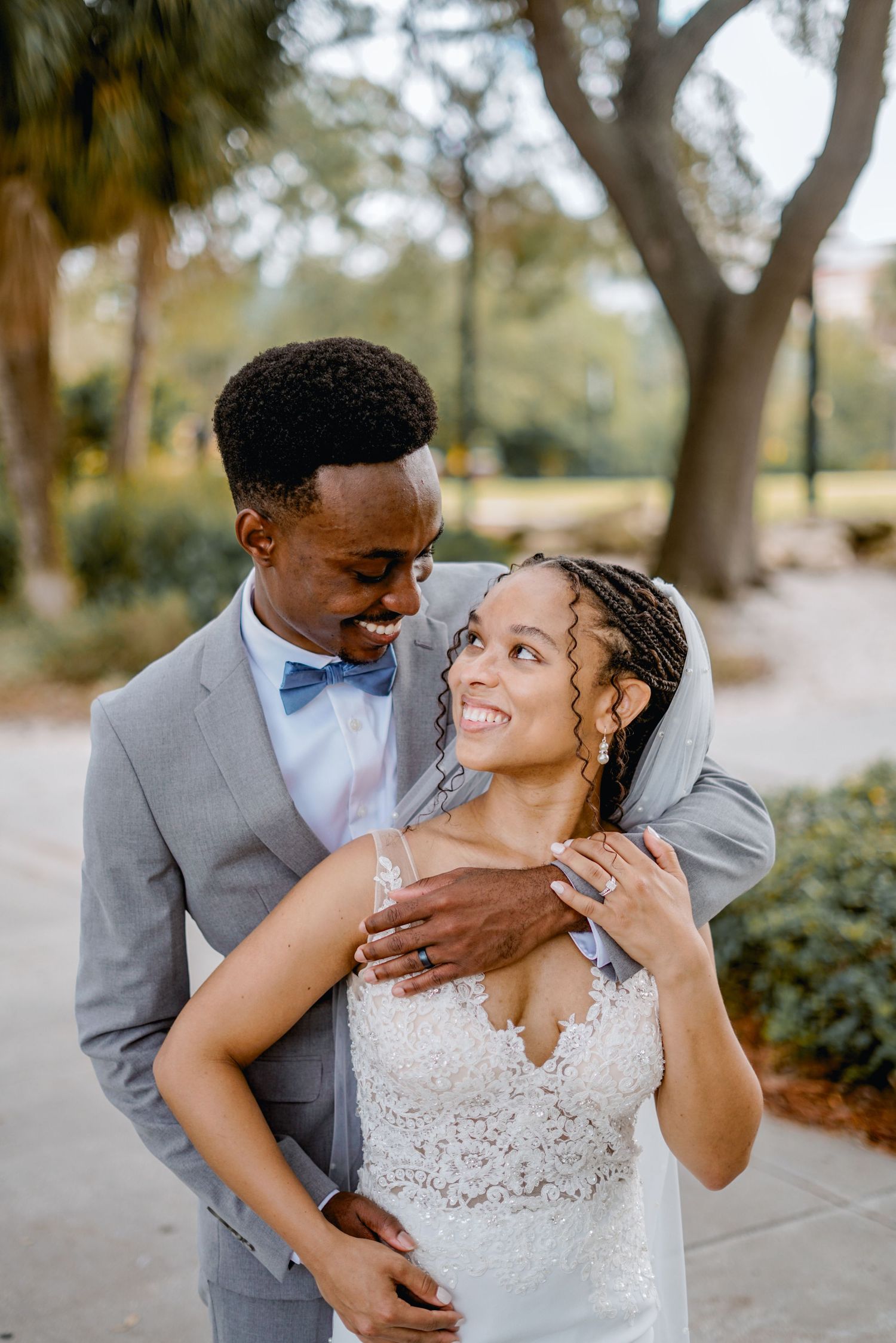 professional wedding portrait of a happy couple enjoying their wedding day
