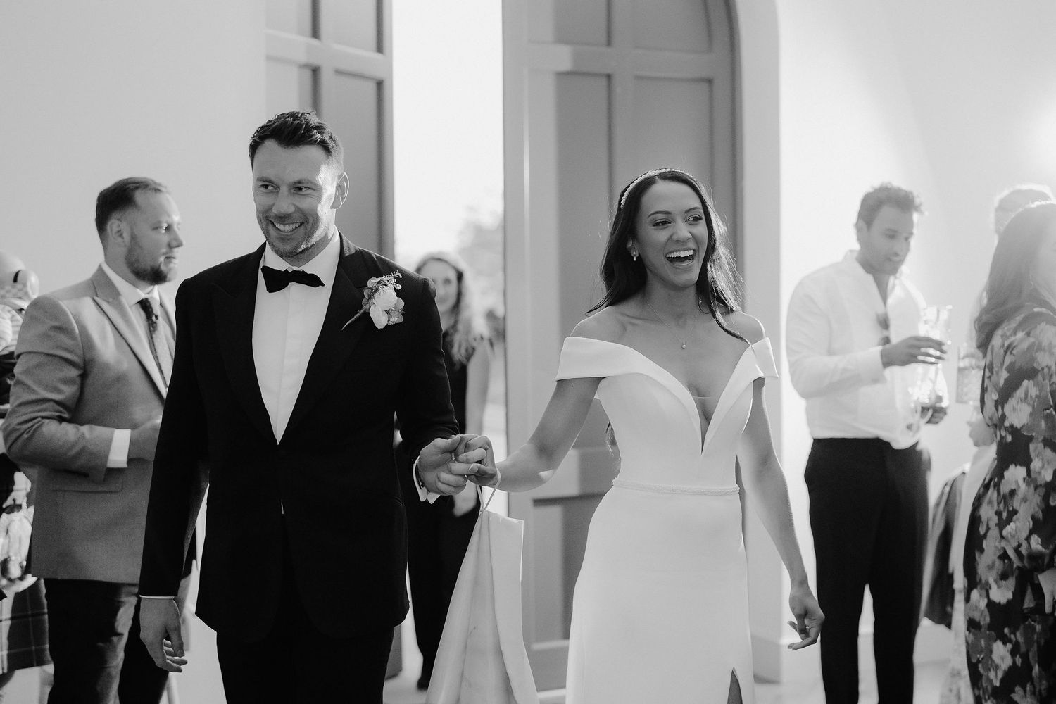 bride-and-groom-entrance-stockton-house-wedding-shropshire