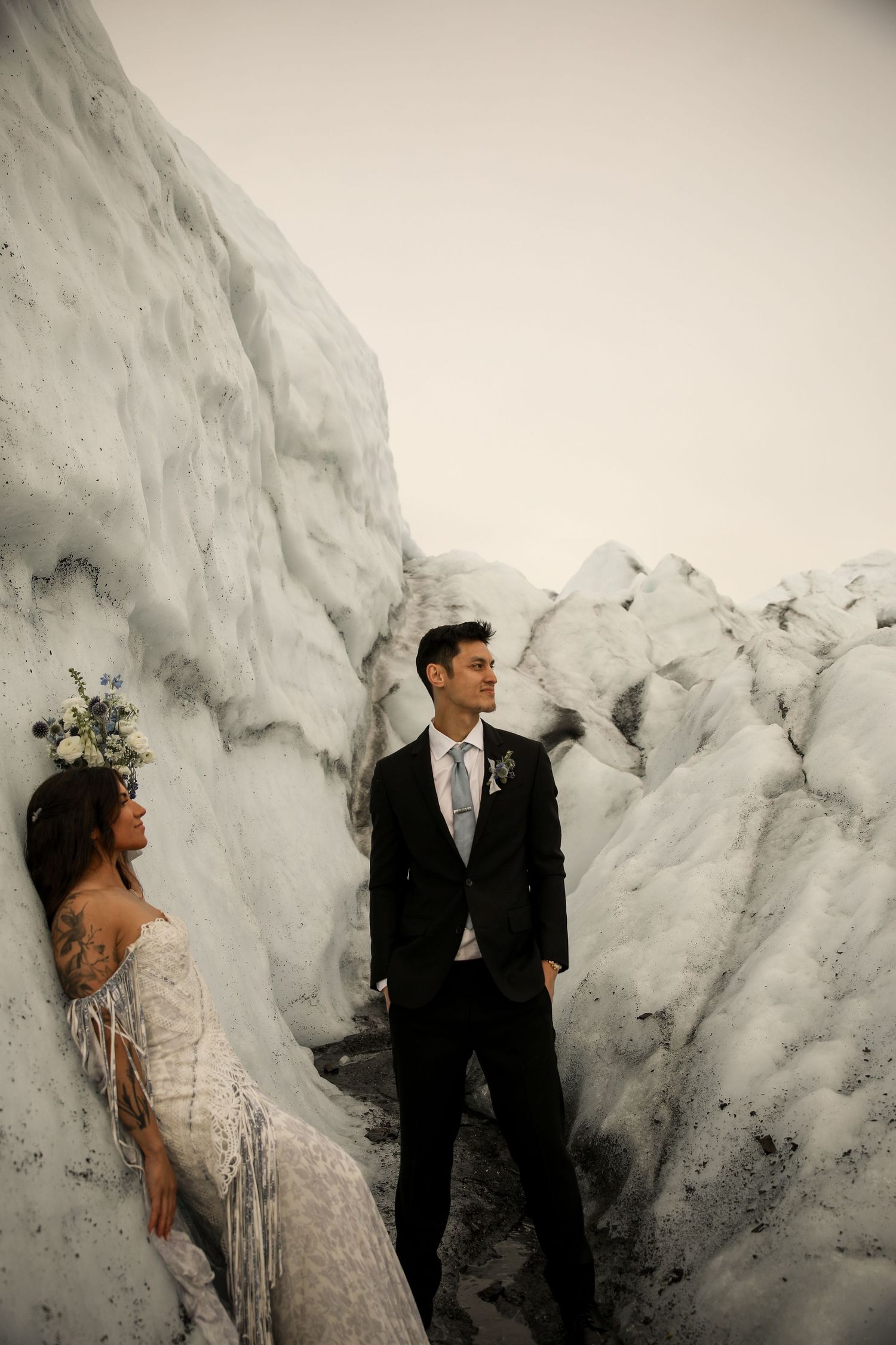 Editorial-style posing at the Matanuska glacier in Alaska