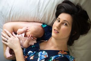 mom with baby in her arms
