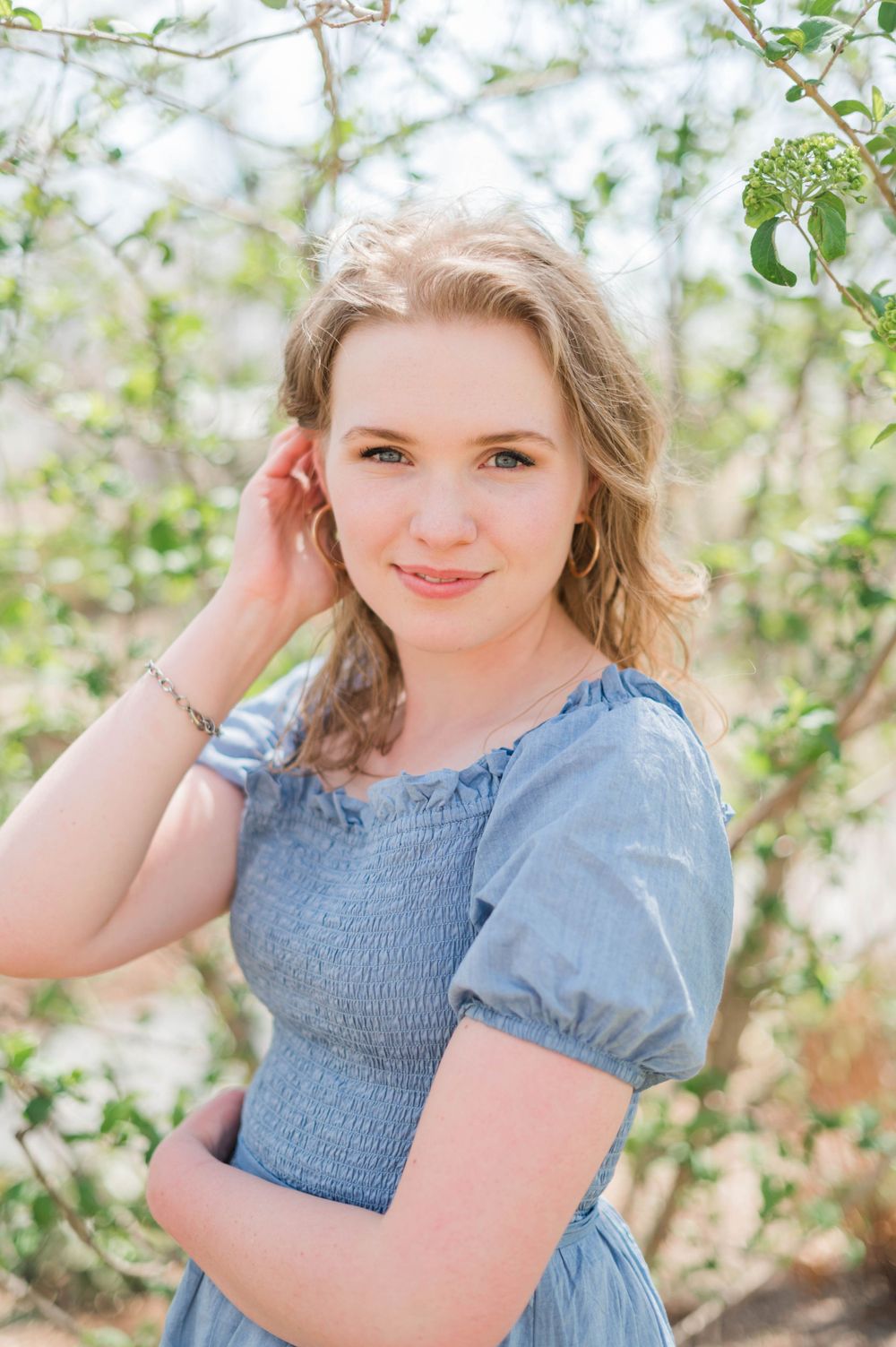 College girl spring time senior session at Myriad Gardens in Oklahoma City, OK.
