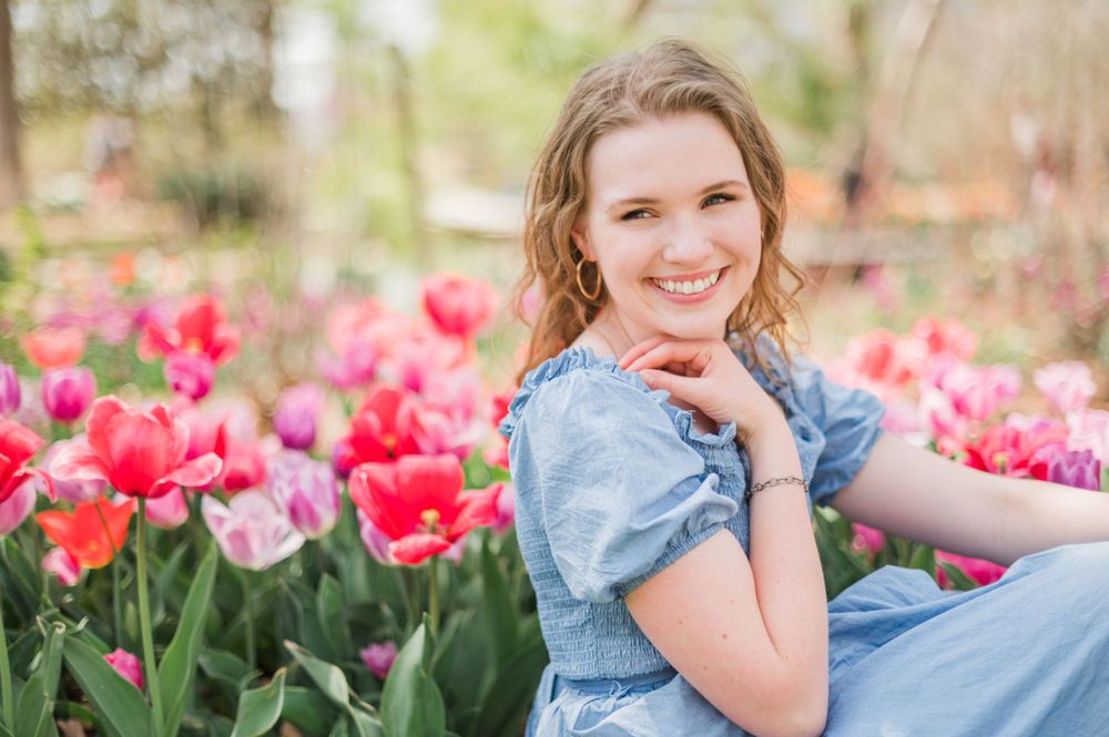 College girl spring time senior session at Myriad Gardens in Oklahoma City, OK.