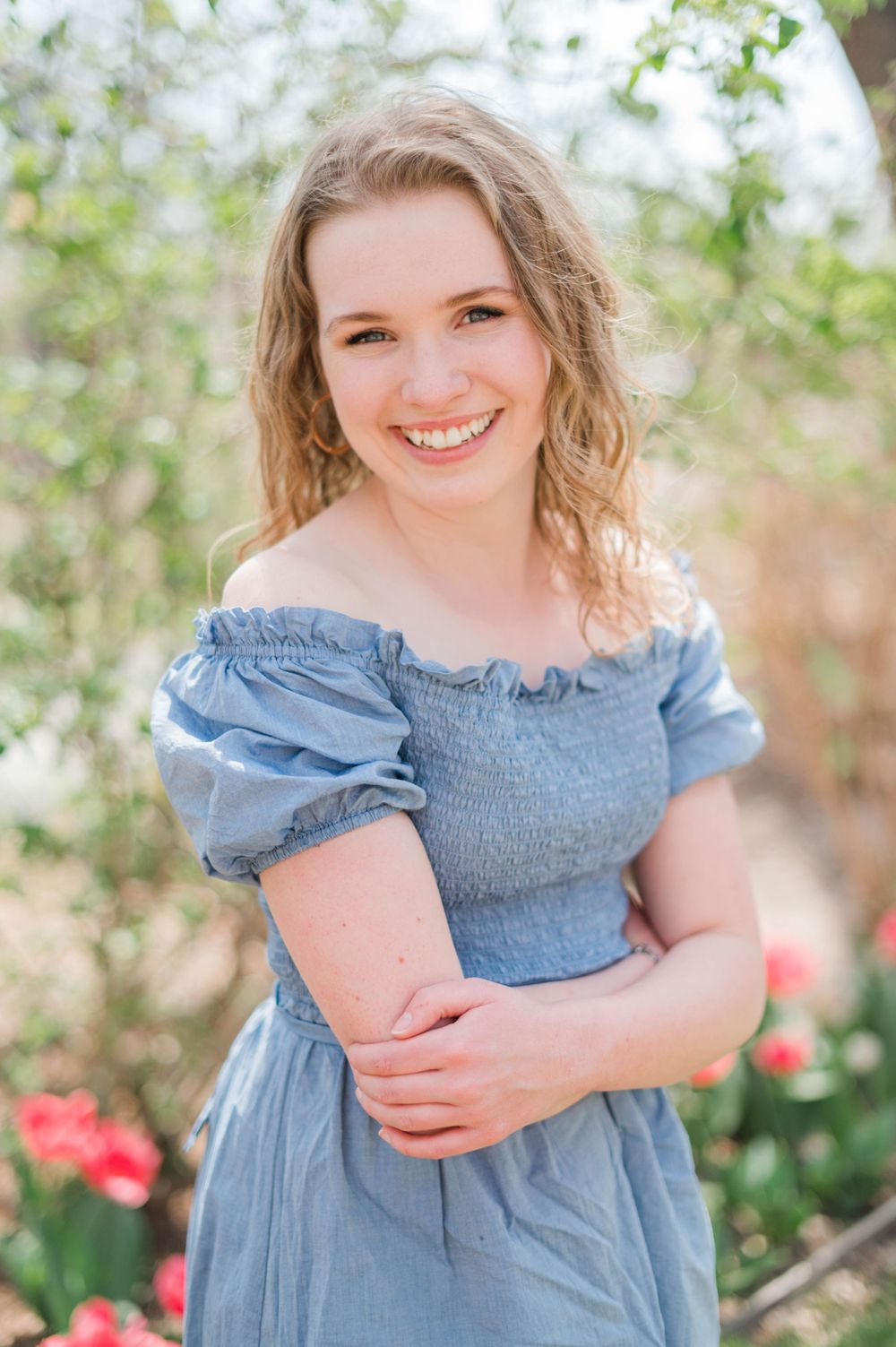College girl spring time senior session at Myriad Gardens in Oklahoma City, OK.
