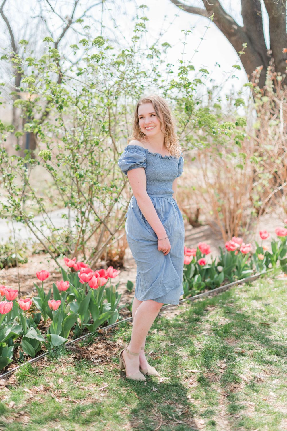 College girl spring time senior session at Myriad Gardens in Oklahoma City, OK.