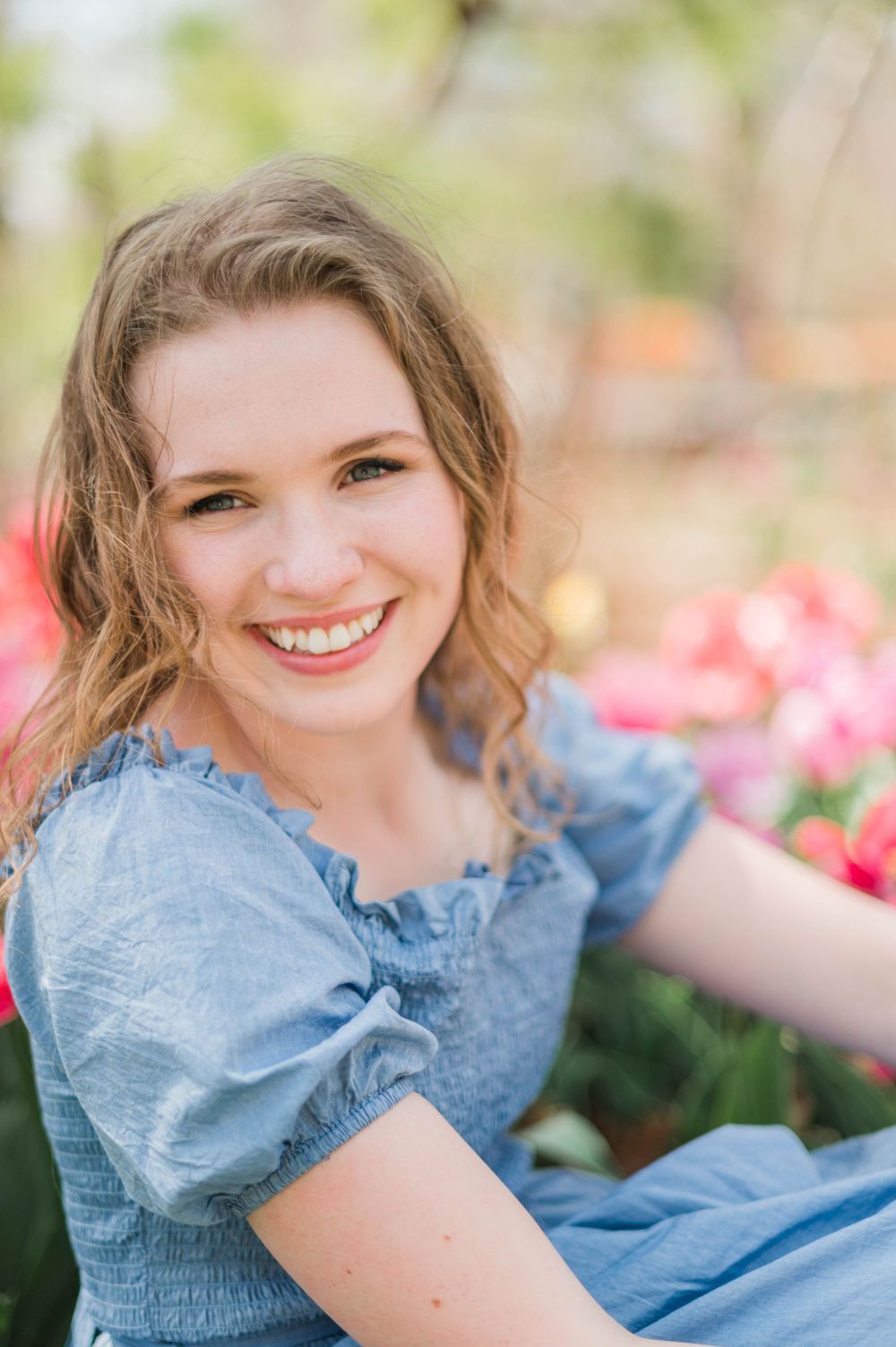 College girl spring time senior session at Myriad Gardens in Oklahoma City, OK.