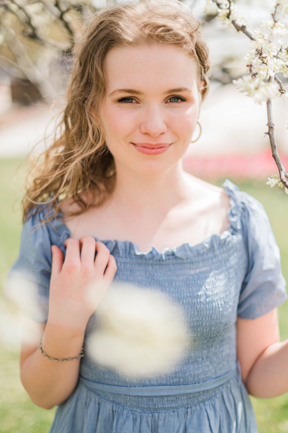 College girl spring time senior session at Myriad Gardens in Oklahoma City, OK.