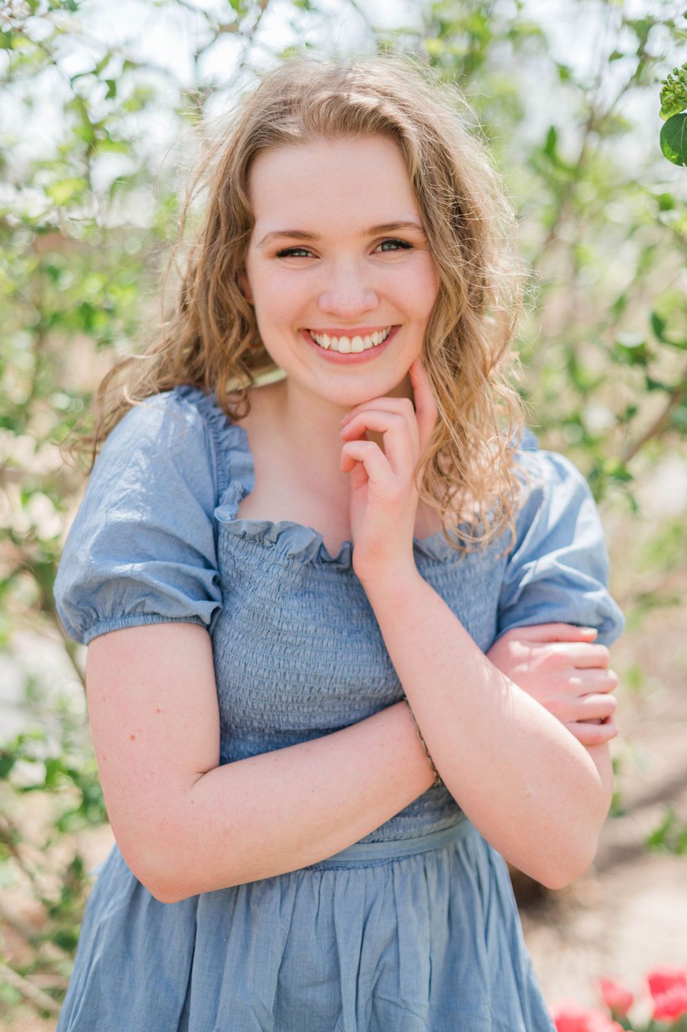 College girl spring time senior session at Myriad Gardens in Oklahoma City, OK.