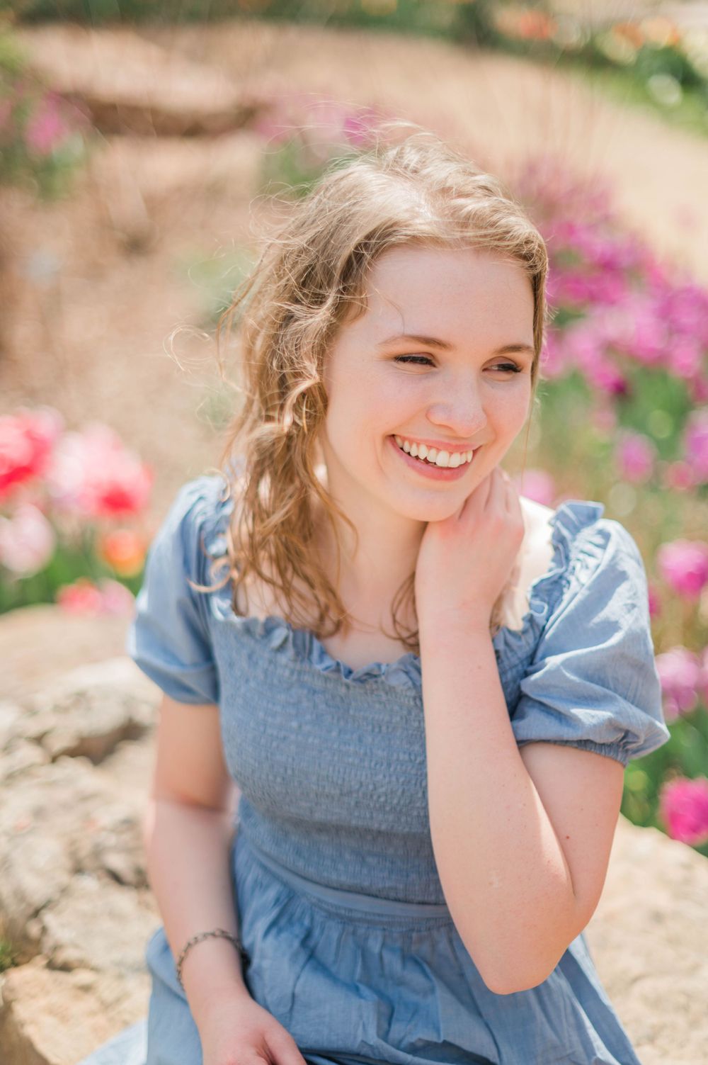 College girl spring time senior session at Myriad Gardens in Oklahoma City, OK.