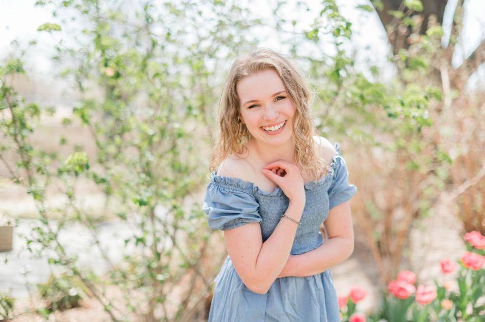 College girl spring time senior session at Myriad Gardens in Oklahoma City, OK.