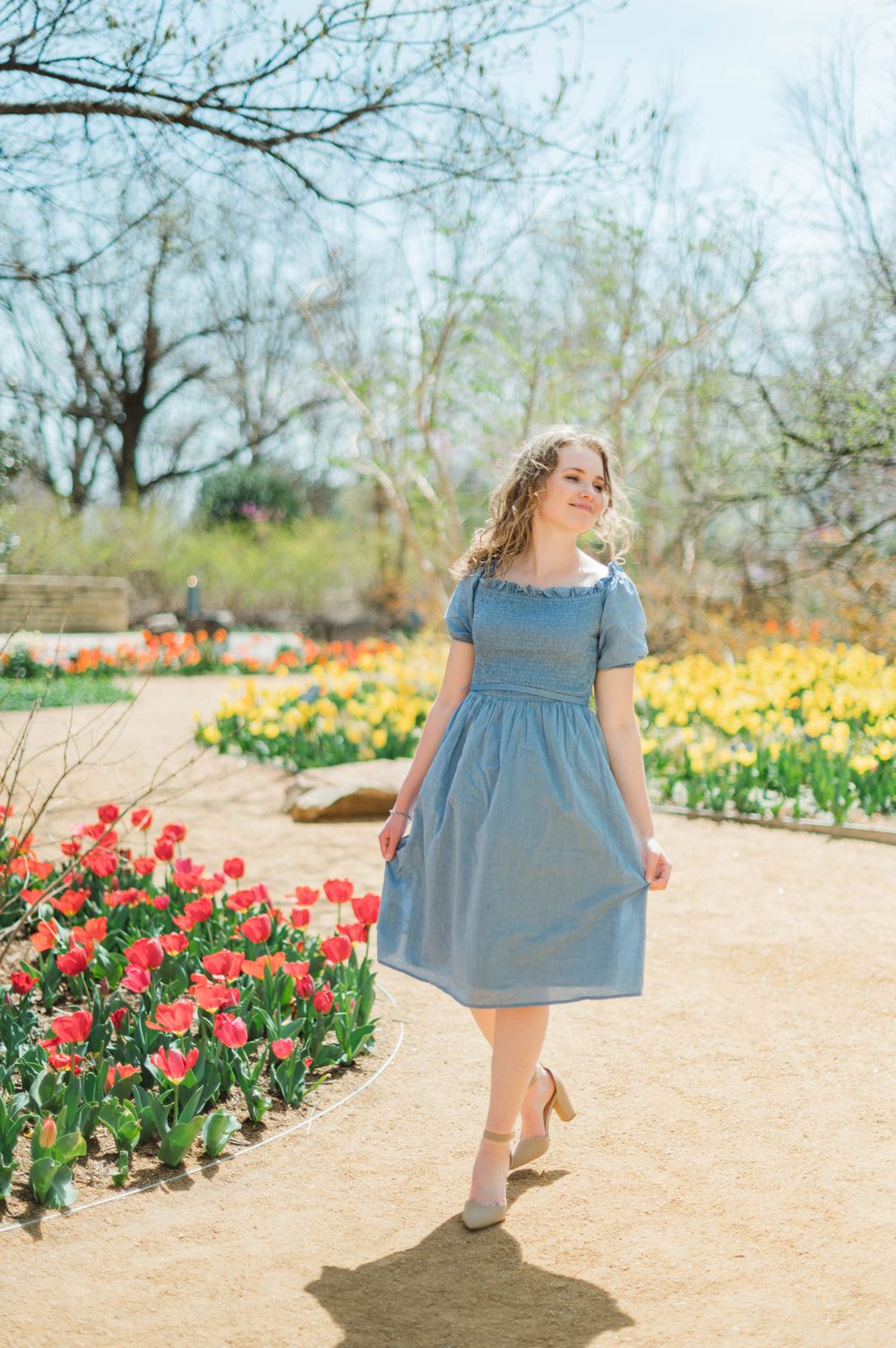College girl spring time senior session at Myriad Gardens in Oklahoma City, OK.