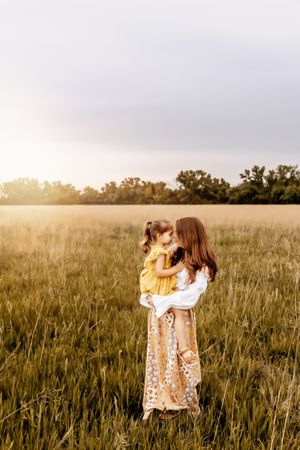 Mother and child in Wichita field