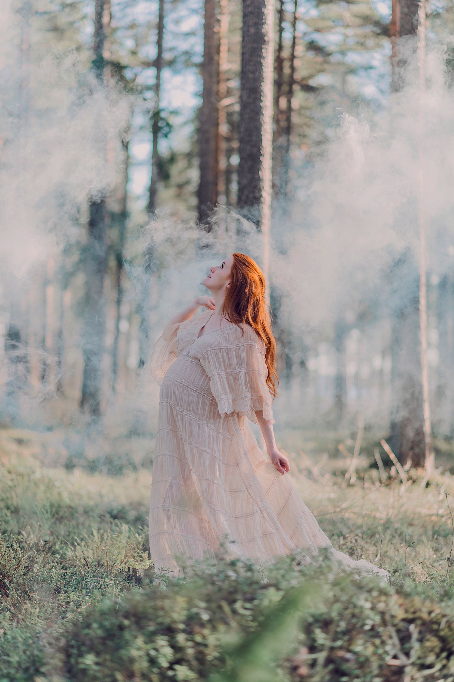 gravidfotografering med rökbomb