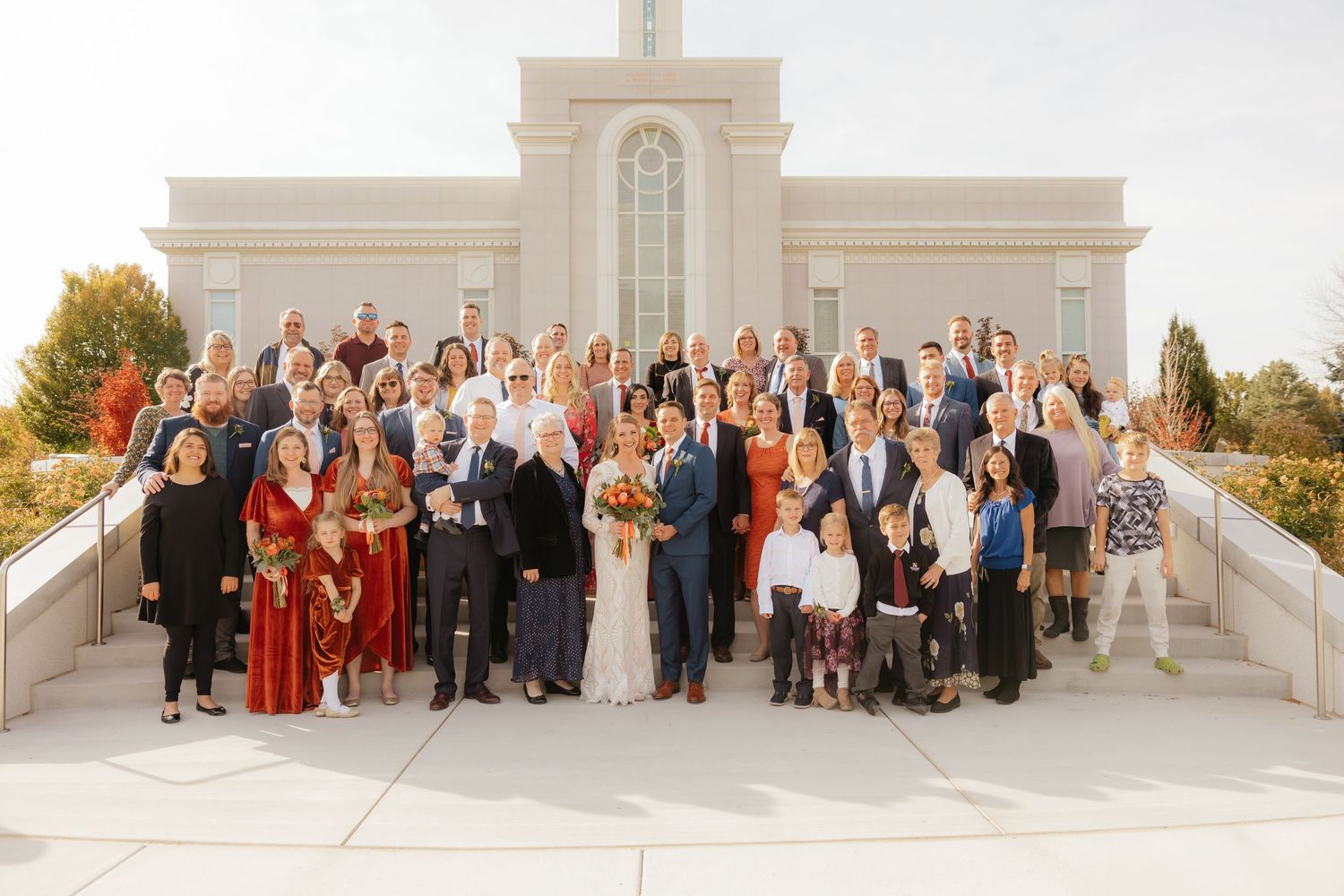 Wedding Family Photo at the Mount Timpanogos Utah LDS Temple