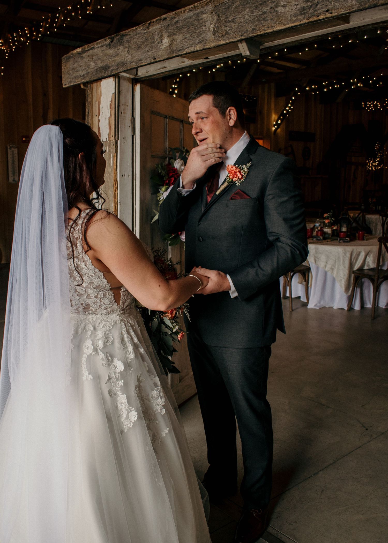 emotional wedding day first look