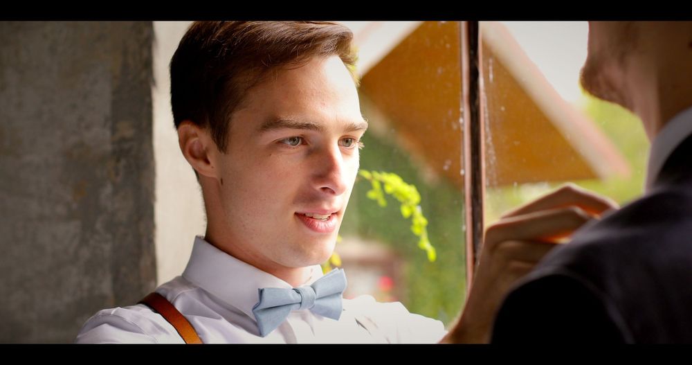 Best man Fixing Tie Getting Ready Groom Indoor