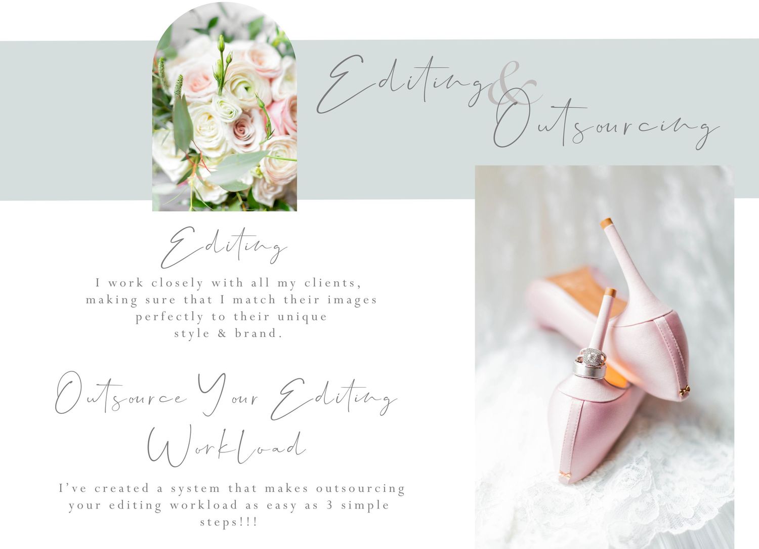 Wedding photography package pricing template with roses and pink origami.
