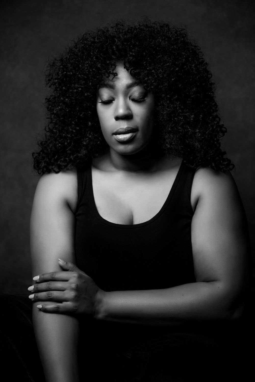 black and white studio portrait