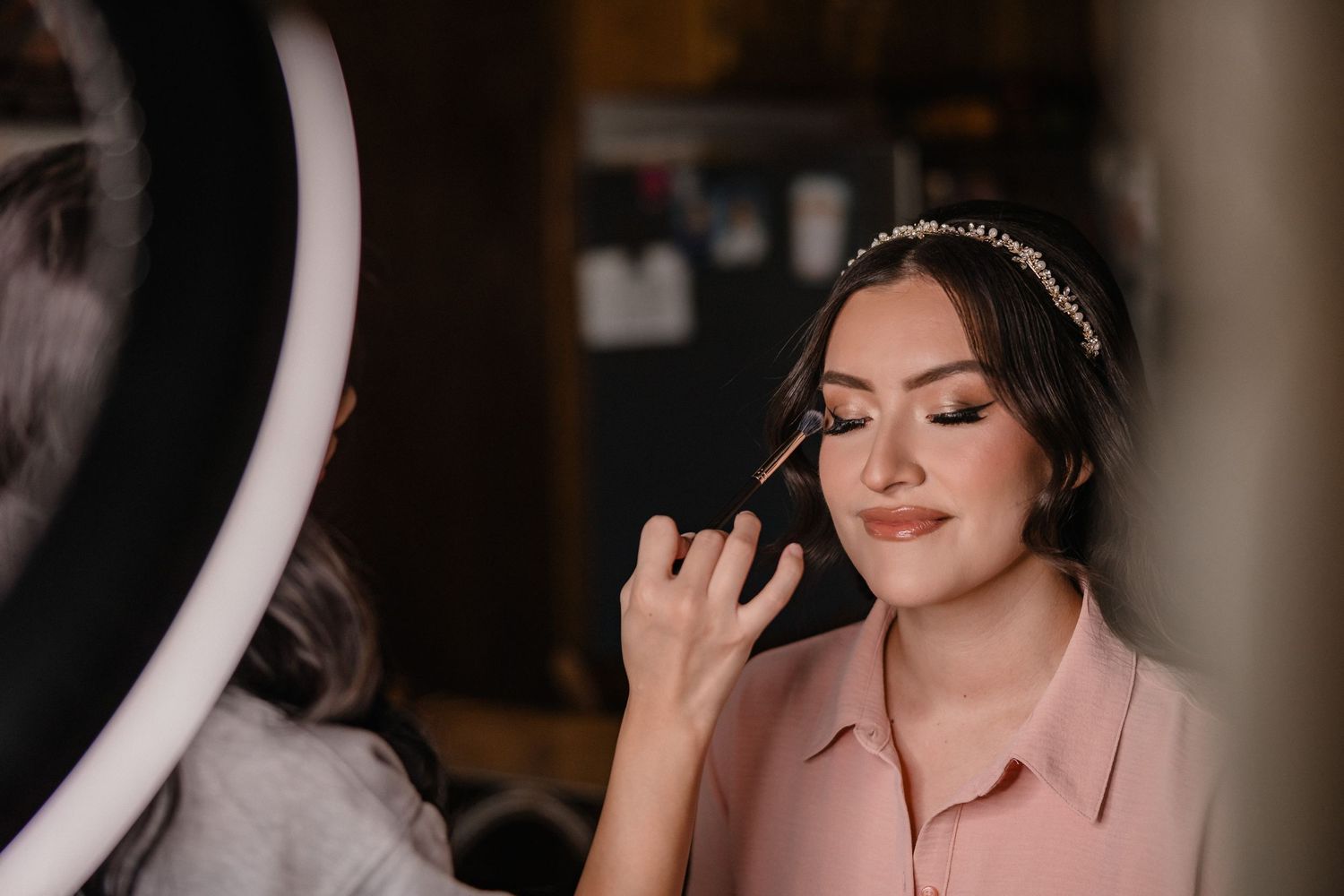 bride getting make-up