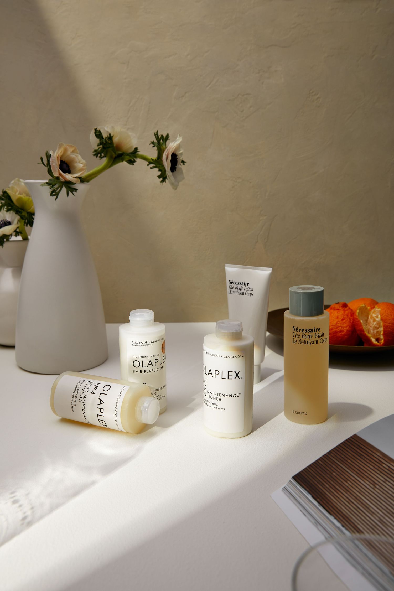 Beauty products photographed in streaky daylight in studio, professionally retouched by Seattle based retoucher